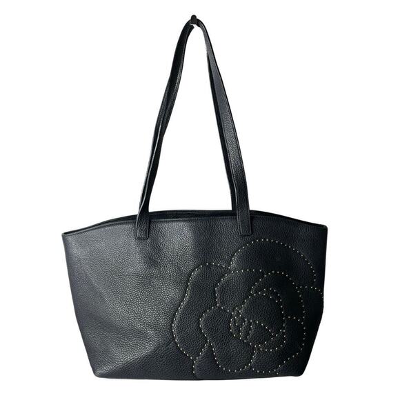 Karl Lagerfeld Flora Leather Tote Handbag Black - Picture 2 of 5